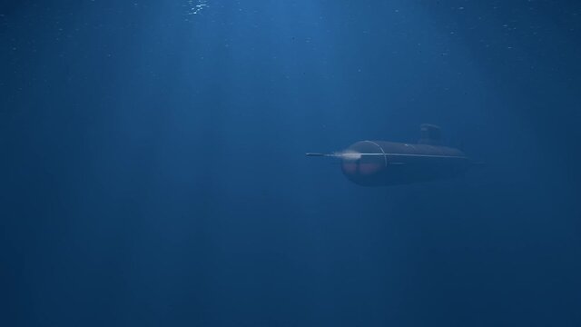 U-Boot Submarine Torpedoabschuss unter Wasser