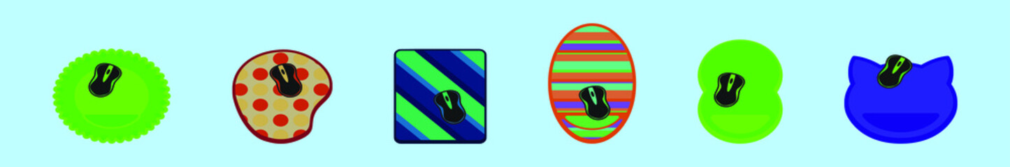 set of mouse pad cartoon icon design template with various models. vector illustration isolated on blue background © eny