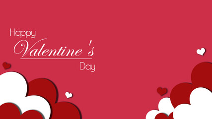 happy valentine's day card with hearts minimalist simple red and white background template background