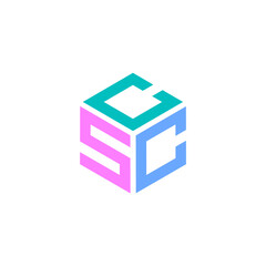 Hexagon logo with the letters CSC. Initial design vector