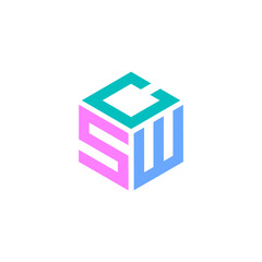 Hexagon logo with the letters CSW. Initial design vector