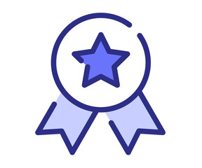 badge award achievement single isolated icon with dashed line or dash lines style