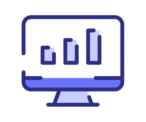 monitor statistic dashboard single isolated icon with dashed line or dash lines style