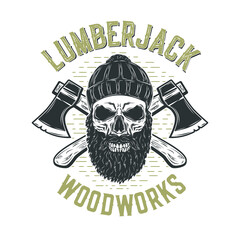 Lumberjack vintage label. Vector illustration.