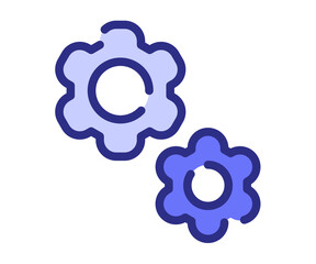 setting configuration cog single isolated icon with dashed line or dash lines style