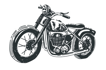 Hand drawn vintage motorcycle isolated on white. Vector illustration.