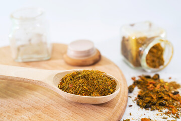 Oriental spices on a white background.