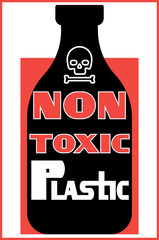 Non toxic plastic.
Safety sign. Text information. Flat image, black,red color. - 411555963