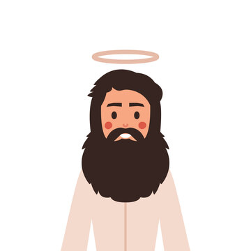 recommend clip art: Jesus Christ in cute cartoon style. Christian Bible for kids, vector illustration