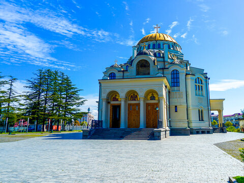 Georgia, in the city of Poti, an Orthodox church on a sunny day.
