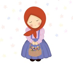 Red hijab and flowers 