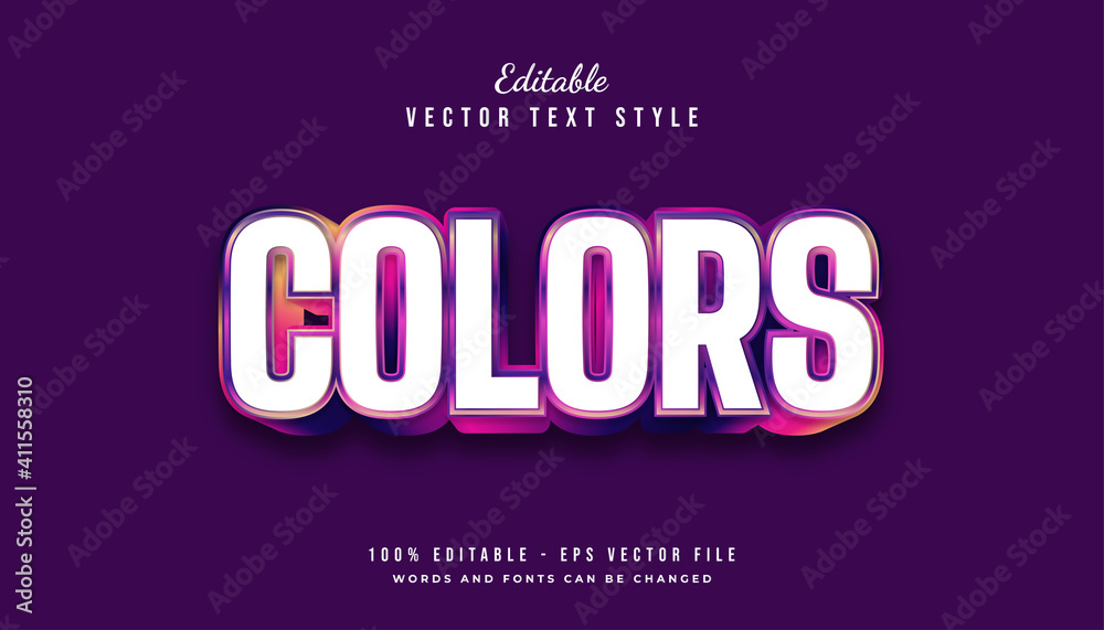 Wall mural bold colorful text style effect with embossed effect