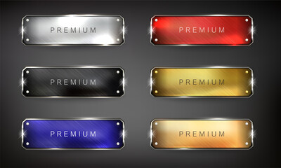 Obraz premium Buttons set web steel on background color black 7