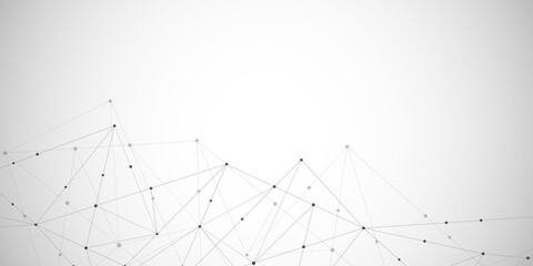Abstract polygonal background with connecting dots and lines. Global network connection, digital technology and communication concept