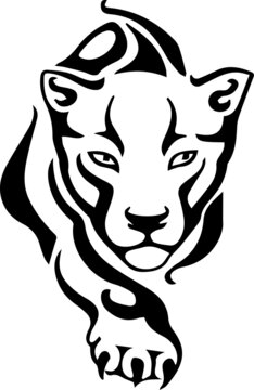 Panther or Tiger Symbol Logo. Tribal Tattoo Design. Vector Illustration.