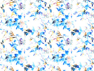  Seamless pattern of blue flowers