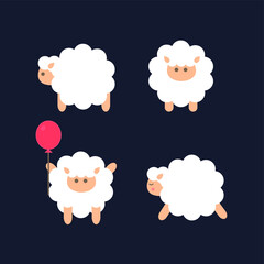cute lambs. Sweet dreams. four sheep. emotion. good night