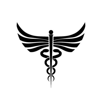 Caduceus symbol icon isolated on white background 