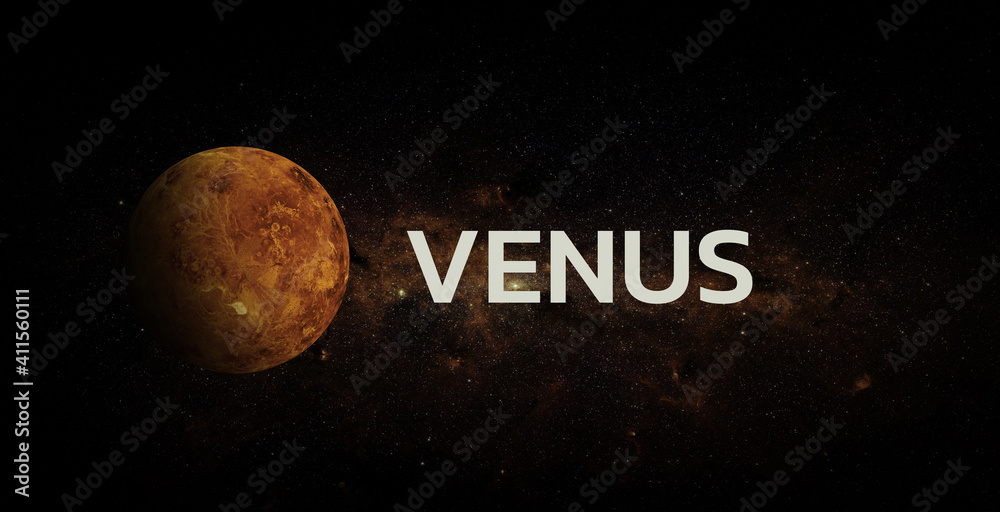 Sticker venus on space background. elements of this image furnished by nasa.