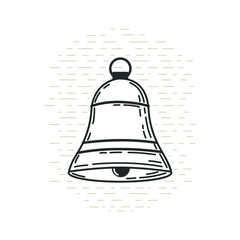 Black and white metal bell. Vector illustration.