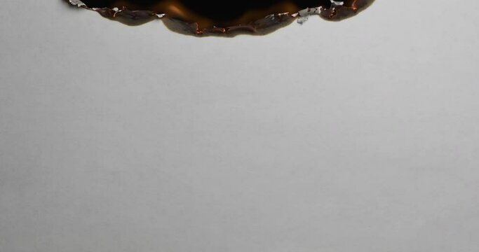 Completely burnt leaf. Paper burns, smoke and turns into ashes.