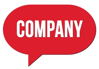 COMPANY text written in a red speech bubble