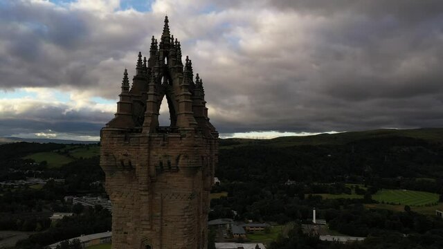 National Wallace Monument in Stirling, Scotland - 4K Drone Video