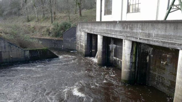 Water released from the turbines at Earlstoun Power Station on the Water of Ken