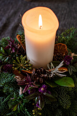Church Candle Lit with home made wreath