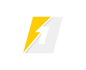 O letter logo, vector font with lightning flash power icon