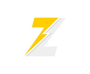 Z letter logo, vector font with lightning flash power icon