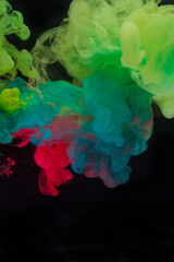 background Colorful abstract art motion smoke Color drop in water, Ink smoke swirling, Colorful...