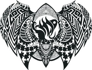 Girl zodiac or Virgo zodiac and tribal tattoo.Ethnic themes can be used as body sleeve tattoo or ethnic backdrop.