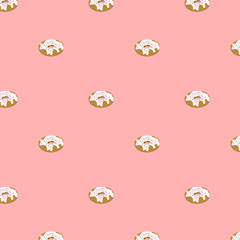 doughnuts pattern vector Cute sweet colorful donut seamless pattern. Chocolate or cream yummy cookie donuts food. Candy decoration color donut cake isolated fast food seamless pattern Donut Pattern