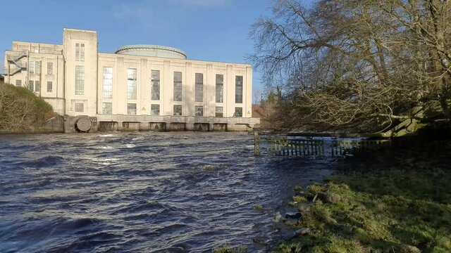 Water being released from Tongland Power Station on the River Dee, Scotland