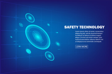 Fingerprint scan Mobile phone login hi-tech style 3d style on cloud storage concept smartphone three dimensional vector server room mobile application hand application installation package Holding ne