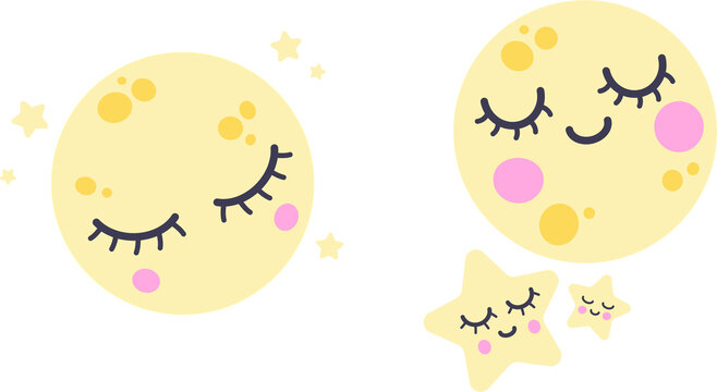 Childish print with the cute moon. Trendy bedtime, good night kids vector print. Ideal for creating posters, cards, prints, digital paper, kids clothing, nursery prints, and kids 