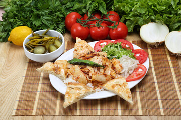 Grilled Chicken Doner Kebab on pilaf