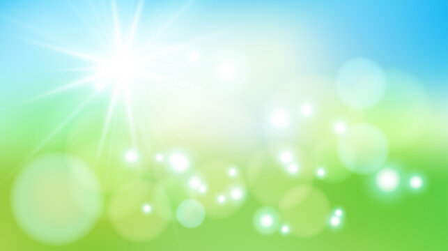 natural fresh spring or summer green abstract blur background. Vector banner, poster, template with copy space. Eps10