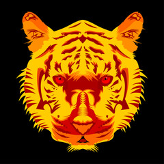 tiger head, vector design concept for t-shirt, background.
