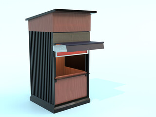 3D RENDER ILLUSTRATION. Fast street food market kiosk local stall.