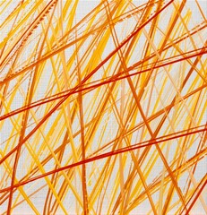 Oil painting on canvas imitation hand drawn background. Bright abstract brush stripes yellow, orange and red on white design