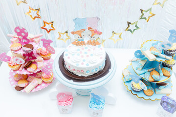 Children's birthday cake with candles