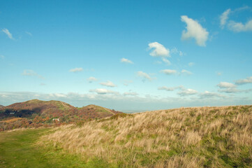 Malvern hills scenery in the English countryside.