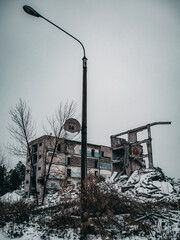 abandoned factory in the winter