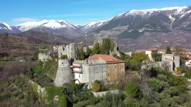 Cantelmo Castle of Alvito, medieval village in the province of Frosinone, Lazio Italy
Aerial view of the historic center of Alvito
