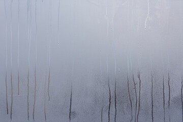 Wet window, condensation on window glass.