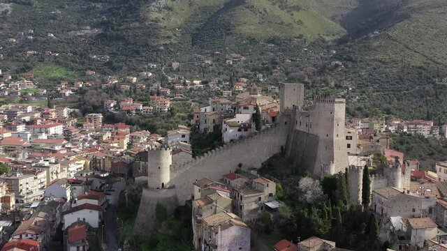 The castle of Itri in the province of Latina
Aerial shot with drone of the Castle and the village of Itri