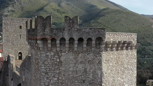 The castle of Itri in the province of Latina
Aerial shot with drone of the Castle and the village of Itri