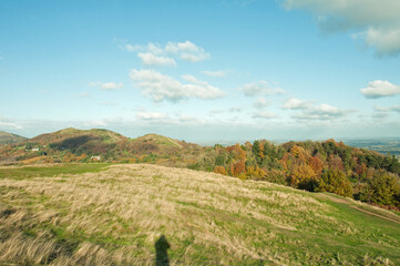 Malvern hills scenery in the English countryside.